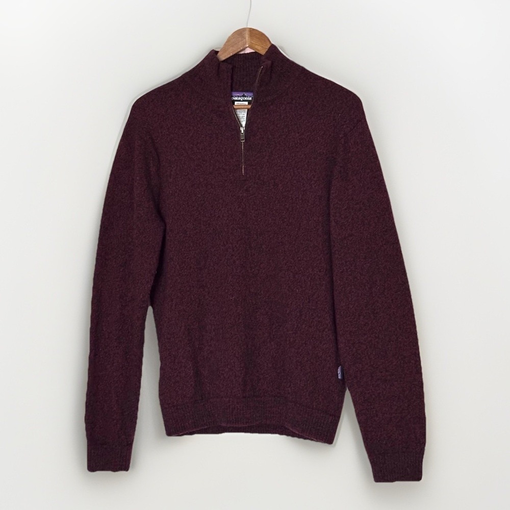 Patagonia Lambswool Quarter Zip Sweater Men's S Oxblood‎ Burgundy Wool Pullover